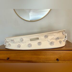 Pehr Cream Baby Changing Basket with Gray Pom Poms